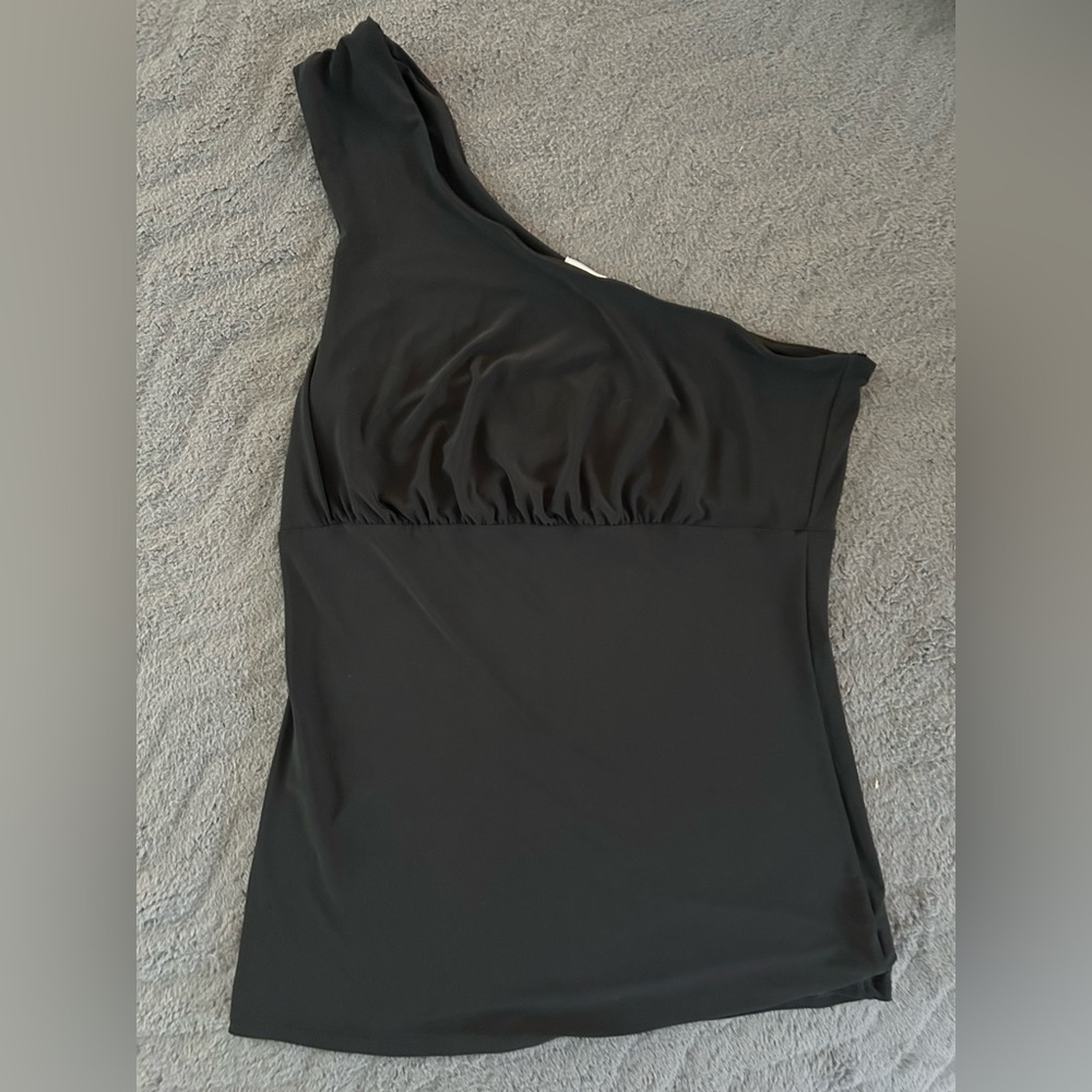 White House Black Market One-Shoulder Black top
